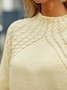 White Cotton-Blend Long Sleeve Knitted Sweater