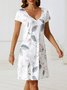 V neck Regular Fit Vacation short sleeve Floral Short sleeve Knit Dress