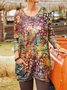 Crew Neck Vintage Ombre Dress
