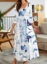 Geometric V Neck Casual Dress