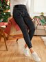 High Waist  Warmth Plain Denim Casual  Tight Jeans
