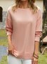 Round neck split metal clasp loose sweatshirt