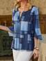 Geometric Shawl Collar Loose Casual Top