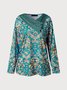 JFN Cross Neck Geometric Long Sleeve Top
