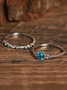 JFN Vintage Casual Purple Gemstone Layered Rings