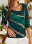 Geometric Casual Asymmetrical Long sleeve Top