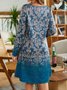 Gradient folk pattern loose a-hem Pullover midi Dress