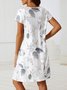 V neck Regular Fit Vacation short sleeve Floral Short sleeve Knit Dress