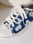JFN  Women's Lily Graphic Print Denim Lace-Up Sneakers