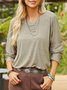 Women Long Sleeves V Neck  Loose-Ness Fit Shirt Top Tunic