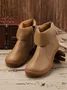 Women Christmas Hemmed Zip Casual Plain Round Toe Short Boots With Flat Heel