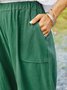 Casual Plain Pockets Linen Pants