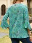 V Neck Ethnic Casual Top
