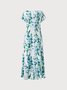 JFN V Neck Floral Vacation Beach Maxi Prom Dress