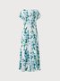 JFN V Neck Floral Vacation Beach Maxi Prom Dress