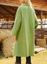 Cotton-Blend Lapel Collar Casual Overcoat