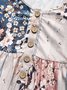 JFN Henley Neck Floral Stripe Casual Midi Dress