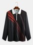 Casual Art Collection Abstract 3D Gradient Lines Geometric Pattern Lapel Long Sleeve Polo Print Top