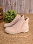 JFN Women Christmas Faux Leather Panel Zip Round Toe Fleece Soft Ankle Ankle Boots  