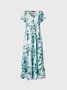 JFN V Neck Floral Vacation Beach Maxi Prom Dress