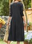 Cotton mixed plain button simple midi Dress