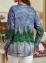 Christmas Tree Casual Loosen Cotton Blends Sweatshirt