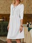 Casual Plain Button-embellished Knitted Long-sleeve Dress