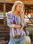 V Neck Ombre Loose T-Shirt