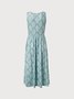 Ditsy Floral Print Elegant Vacation Beach Sleeveless Midi Dress