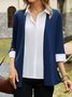 Color Block Loose Shawl Collar Buttoned T-Shirt Fake Two Piece