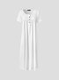 JFN Crew Neck Casual Plain Short Sleeve Knit Midi Dress