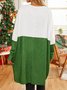 Women's Green Long Sleeve Dress Christmas Print With Pocket 