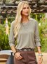 Women Long Sleeves V Neck  Loose-Ness Fit Shirt Top Tunic