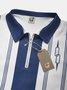 Casual Art Collection Striped Geometric Lapel Short Sleeve Polo Print Top