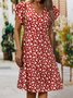 Floral Slim Pullover Women's Dress Short Sleeve Floral Weaving Dress