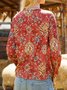 Boho V Neck Ethnic Floral T-Shirt