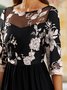 Women's A Line Dress Midi Dress Black Half Sleeve Elegant Floral Lace Crew Neck Modern Mature Occasion Dress