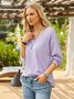 Plain Jersey V Neck Casual Top