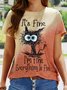 Loosen Crew Neck Animal Short Sleeve T-Shirt