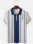 Casual Art Collection Striped Geometric Lapel Short Sleeve Polo Print Top