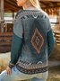 Ethnic Print Round Neck Top