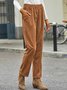 Corduroy elastic waist pocket loose Pants