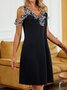 JFN V Neck Lace Black  Party?Mini Prom Dress