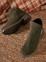 Women British Style Urban Round Toe Comfortable Zip Chunky Heel Low Heel Boots