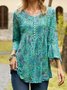 V Neck Ethnic Casual Top