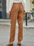 Corduroy elastic waist pocket loose Pants