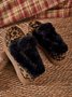 Women Winter Christmas Black Faux Fur Flat Heel Snow Boots