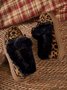 Women Winter Christmas Black Faux Fur Flat Heel Snow Boots