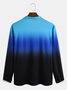 Casual Art Collection Gradient Pattern Lapel Long Sleeve Polo Print Top