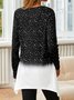 Women's Black Long Sleeve Tunic Tops Christmas Snowman Reindeer Printed